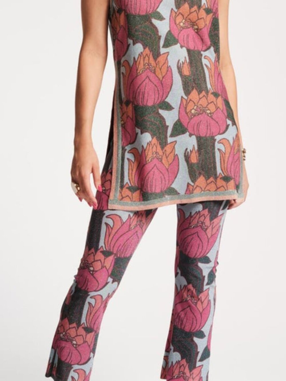 NWT Frances Valentine Robbie Fireflower Lurex Pant Set L